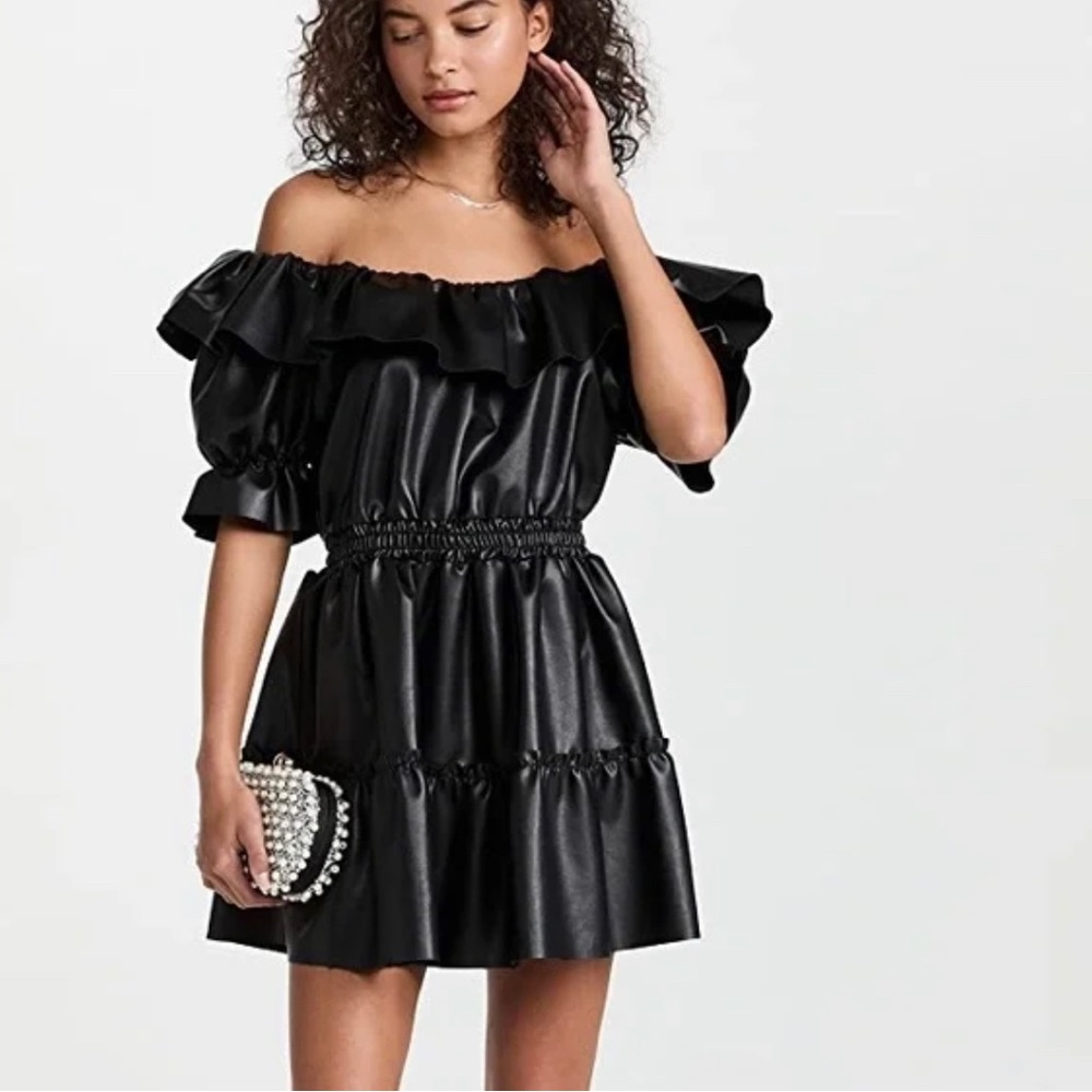 Worn once Misa Los Angeles Dita vegan leather black mini dress